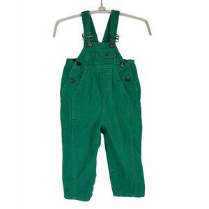 Vintage Green Corduroy Overalls Size 24M Adjustable Straps Pockets